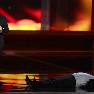Jimmy Kimmel and Tracy Morgan at event of The 64th Primetime Emmy Awards (2012)