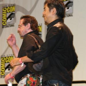 Clive Barker and Ryuhei Kitamura entering the Midnight Meat Train panel