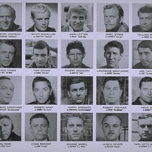 Steve McQueen Tom Adams KarlOtto Alberty Ulrich Beiger Robert Desmond William Russell Robert Freitag Robert Graf Gordon Jackson Til Kiwe Angus Lennie John Leyton David McCallum Hannes Messemer George Mikell Lawrence Montaigne Hans Reiser Harry Riebauer Nigel Stock Jud Taylor and Heinz Weiss in The Great Escape 1963