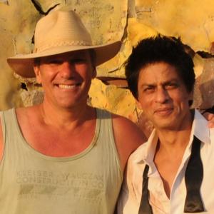 Jeff and Shah Rukh Khan on the set of RaOne in Mumbai