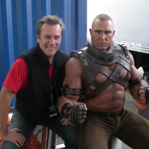 With Vinny Jones on the set of X-Men: The Last Stand