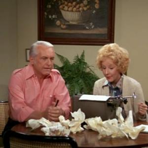 Still of Georgia Engel and Ted Knight in Mary Tyler Moore 1970