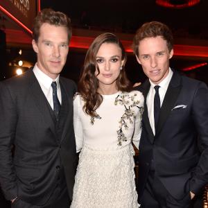 Keira Knightley Benedict Cumberbatch and Eddie Redmayne at event of Hollywood Film Awards 2014