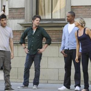 Still of Zachary Knighton, Damon Wayans Jr., Adam Pally and Eliza Coupe in Happy Endings (2011)