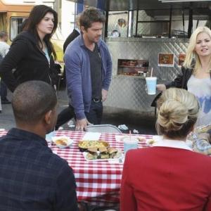 Still of Elisha Cuthbert Zachary Knighton Adam Pally and Eliza Coupe in Happy Endings 2011