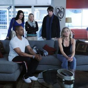 Still of Elisha Cuthbert, Zachary Knighton, Damon Wayans Jr. and Eliza Coupe in Happy Endings (2011)