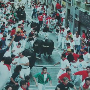 Running with the Bulls in Pamplona Spain 2001