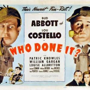 Bud Abbott, Louise Allbritton, Lou Costello, Jerome Cowan and Patric Knowles in Who Done It? (1942)