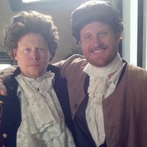 Jarrod Harris and Matt Knudsen on the set of Founding Fathers