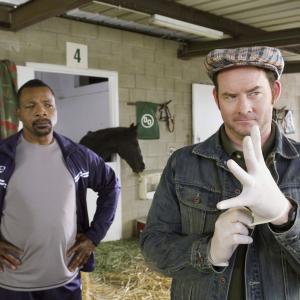 Still of Carl Weathers and David Koechner in The Comebacks 2007
