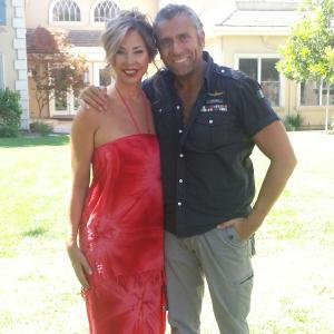 Kim Kopf as Sally Wright and director Max Leonida on the set of Bruna in Beverly Hills