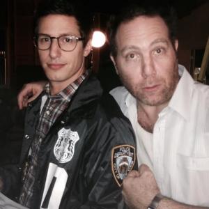 Adam Samberg & Yours Truly; two funny Jews on the set of Brooklyn Nine-Nine.