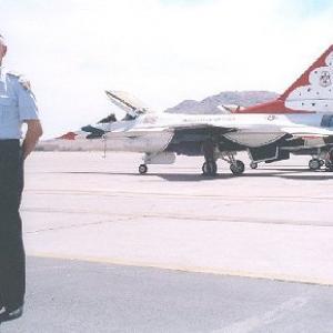 Major Fred R. Krug, U.S. Air Force Aux. CAP, at Thunderbird HQ, Nellis AFB, Nevada in 2001.