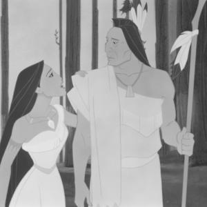 Still of Irene Bedard and Judy Kuhn in Pocahontas (1995)
