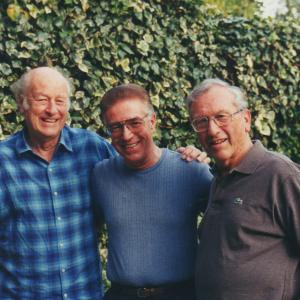 With Ray Harryhausen and Charles Schneer in Charles' London backyard - 2000.