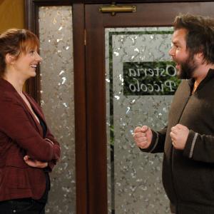 Still of Judy Greer and Tyler Labine in Mad Love 2011