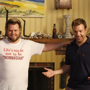 Still of Tyler Labine and Jason Sudeikis in A Good Old Fashioned Orgy (2011)