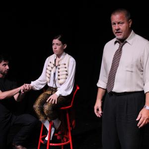 John Lacy, Brad Culver, and Diana Wyenn in Guy Zimmerman's The Black Glass at the Open Fist Theatre.