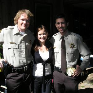 Scott Cambell, Kellie Martin, Mark Lacy on the set of 
