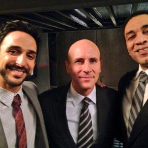 Amir Arison, Jordan Lage, & Harry Lennix on set of NBC's THE BLACKLIST.