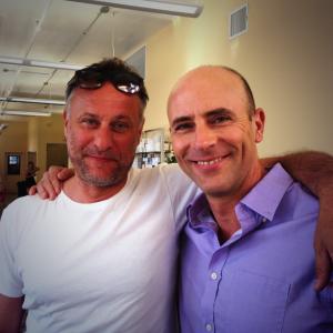 Michael Nyqvist  Jordan Lage on set of Marya Cohns THE GIRL IN THE BOOK 2013