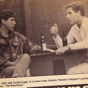 Lee Cohn & Jordan Lage in the inaugural production of the Atlantic Theater Company, David Mamet's YES, BUT SO WHAT? part of an evening of short plays by Mamet that included his THE BLUE HOUR. Montpelier, VT (1985).