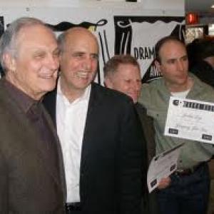 Alan Alda, Jeffrey Tambor, Gordon Clapp, & Jordan Lage receiving their Drama Desk Award certificates for Best Ensemble Acting in the 2005 Broadway revival of David Mamet's GLENGARRY GLEN ROSS.
