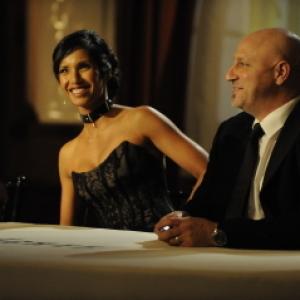 Still of Padma Lakshmi and Tom Colicchio in Top Chef (2006)