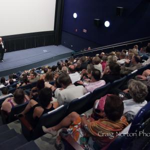 Marty Lang addressing the crowd at the Connecticut Rising Star premiere, Connecticut Science Center.