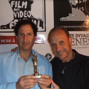 Jos Laniado and Claudio Laniado accepting award for best dance film The tango date at the NYIFF