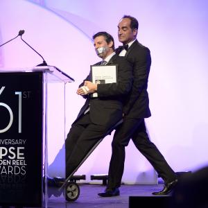 Navid Negahban Homelands infamous Abu Nazir interrogates Mark Lanza at the 2013 Motion Picture Sound Editor Awards