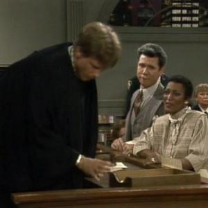 Still of Harry Anderson Paula Kelly and John Larroquette in Night Court 1984