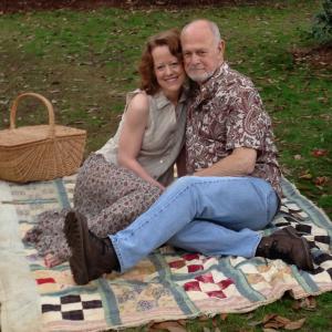 Julia Lashae on the set of The Best of Me with Gerald McRaney