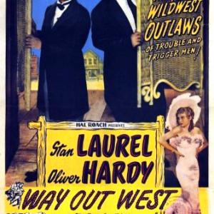 Oliver Hardy Stan Laurel and Sharon Lynn in Way Out West 1937
