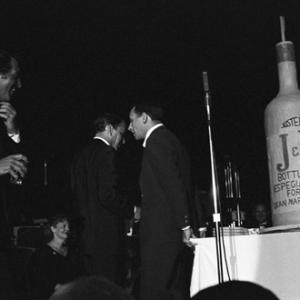 Dean Martin, Frank Sinatra, Joey Bishop and Peter Lawford performing at the Sands Hotel in Las Vegas