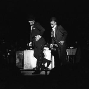 Peter Lawford and Sammy Davis Jr performing at the Sands Hotel in Las Vegas