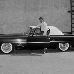 PETER LAWFORD ON THE SET OF THE THIN MAN WITH HIS 1957 DUAL GHIA  1957 NBC