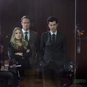Still of Don Cheadle, Kristen Bell, Lisa Edelstein, Josh Lawson and Ben Schwartz in House of Lies (2012)
