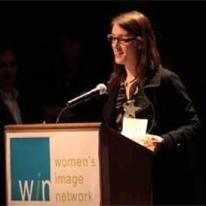 Director Tracie Laymon accepts the award for Short Film of the Year for INSIDE from the Womens Image Network American Film Institute Los Angeles