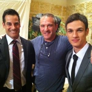 On set of The Lying Game with Adrian Pasdar and Christian Alexander.
