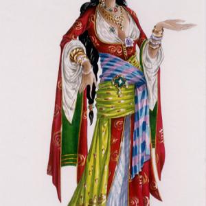 Costume design illustration for SULTANA