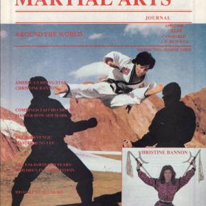 Julian Lee leaps into action (performing scissor kick) - cover story of Intl Martial Arts Journal
