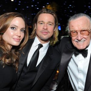 Brad Pitt Angelina Jolie and Stan Lee