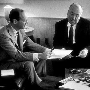 Alfred Hitchcock with North By Northwest writer Ernest Lemman c 1959