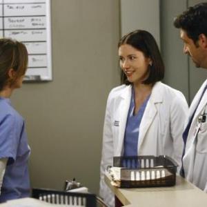 Still of Patrick Dempsey, Justin Chambers, Chyler Leigh and Ellen Pompeo in Grei anatomija (2005)