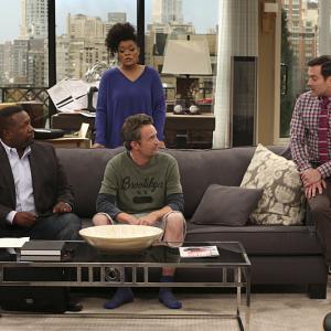 Still of Matthew Perry Thomas Lennon Wendell Pierce and Yvette Nicole Brown in The Odd Couple 2015