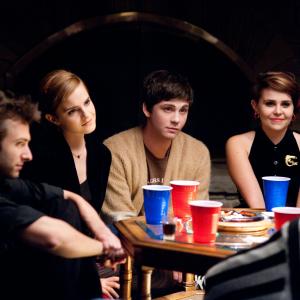 Still of Logan Lerman Emma Watson Mae Whitman and Reece Thompson in The Perks of Being a Wallflower 2012