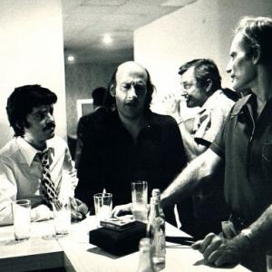 Ilya Salkind Richard Lester and Charlton Heston on the set of THE THREE MUSKETEERS 1973