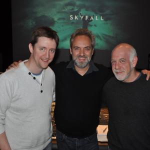Tony Lewis Sam Mendes Bill Bernstein in October 2012 at the Skyfall Final Mix De Lane Lea London