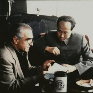 Robert Lin studies a scene with director Martin Scorsese.